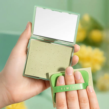 {Winter4} 100 Sheets/Box Oil-Absorbing Paper With Mirror & Puff Portable Oil-Holding Bamboo Charcoal Paper For Makeup