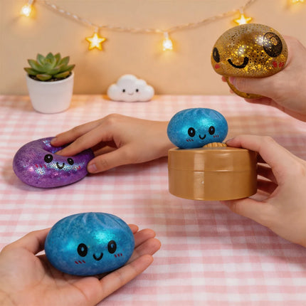 Hot Giant Dumpling Squishies Bun Toy, Slow Rising Glitter Dumpling Stress Ball, Stress Relief Fidget Toy for Home Office toys