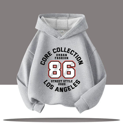 New Autumn Winter Retro Digital  Cartoon Letter Printed Children's Hooded Sweatshirt Boy Girl Pullover Casual Fashion Kid Hoodie