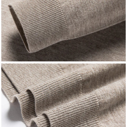 Worsted wool Men POLO Neck  Pullover Long Sleeve Lapel Sweaters Loose Warm Knitted Tops Spring Autumn New Style Men’s Clothing