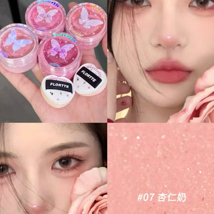 Flortte Air Powder Blush Cream Highlight Natural Nude Repair Brightening Face Thin Glitter Pure Desire Makeup With Puff
