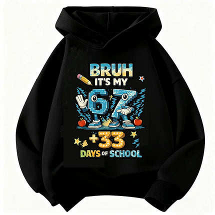 Funny Six Seven Italian Brainrot 67 Number Graphic Print Hoodie Boy/Girl Long Sleeved Kids Comfortable Sweatshirt