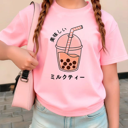 Y2K Graphic Juice Design T-Shirts Short Sleeve Kids Children's T-shirt Boys Girls Summer Spring Casual Top Tee