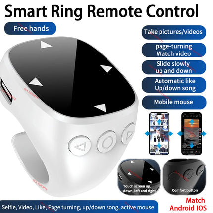 Remote Control Suitable for IOS Bluetooth Page Turning Ring Camera Remote Control Function Compatible Smart Fingertip Rings 2025