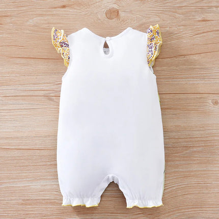 Newborn Clothing Cute Cartoon Zebra And Deer Print Comfortable And Soft Summer Boys And Girls 0-18 Flying Sleeve Baby Jumpsuit