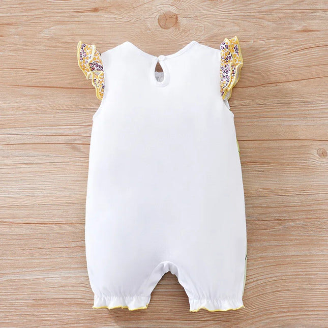 Newborn Clothing Cute Cartoon Zebra And Deer Print Comfortable And Soft Summer Boys And Girls 0-18 Flying Sleeve Baby Jumpsuit