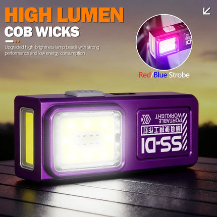 LED Keychain Flashlight USB C Rechargeable Portable Torch with COB  Mini Hanging Work Light Outdoor Portable Pen Clip Lantern