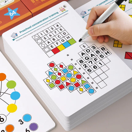 Children Montessori Drawing Toys Pen Control Training Color Shape Math Match Game Set Toddler Learning Educational Toys for Kids