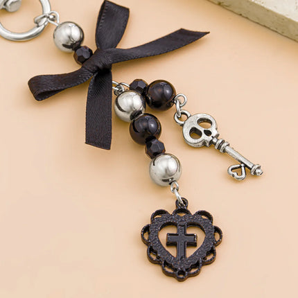 Cute Anti Loss Keychain Y2K Fashion Creamy Style Sweet Bag Small Pendant Fresh Butterfly Bow Pink Star Beaded Buckle Decoration