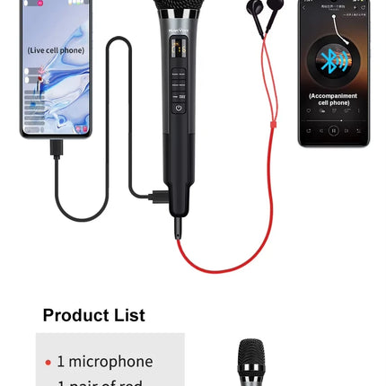H20 Microphone with Sound Card Effects All-in-One Microphone Reverb Connecting Cell Phone for Podcast Equipment Live