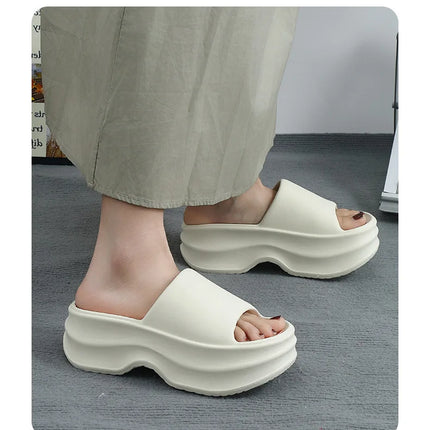 Eyriphy Thick Bottom Slippers Women Outdoor Beach Sandals Fashion Bathroom Slides Female Open Toe Slippers Cozy Soft Sole Shoes