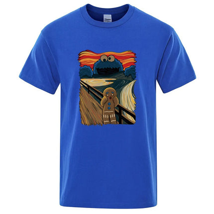 Men's Summer High-Quality T-Shirt 100% Cotton Short Sleeve Printed Casual Loose O-Neck Tee for Men