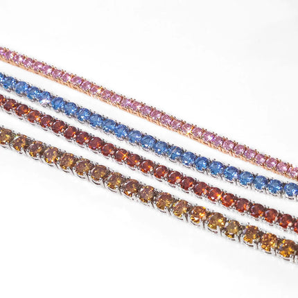 Hip Hop Jewelry Ice 5mm Wide Colorful Sparkling Tennis Necklace CZ Zircon Fashionable Tennis Necklace Suitable For Men And Women