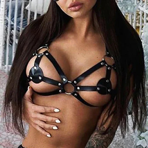 Fashion Chest Harness Corset PU Leather Lingeire Bondage Body Harness Belt Punk Gothic Clothing Suspenders for Women