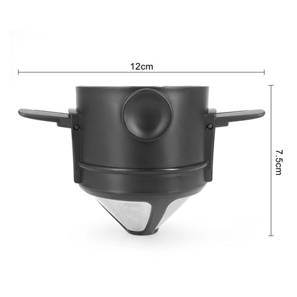 Folding Portable Hand Brewed Coffee Dripper Cone, for Drip Coffee and Tea with Stainless Steel Holder, No Filter Paper Ultra Fin