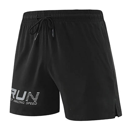 Men Thin Quick Dry Sports Running Shorts Drawstring Waist Side Split Print Gym Workout Fitness Training Walking Short Pants