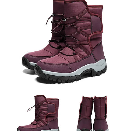 Brand Men's Winter Shoes Waterproof Men's Boots Warm Plush Couple Snow Boots Outdoor Non-slip Hiking Boots Men Work Ankle Boots