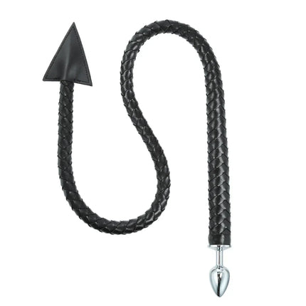 Metal Anal Plug PU leather Whip Anal Sex Devil Tail Cosplay Butt Plug Adult Games Anal Sex Toys for Couples Men and Women