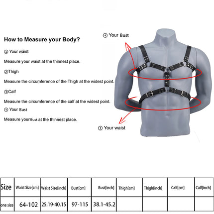 Male Pu Leather Lingerie Sexual Chest Harness Belt BDSM Fetish Full Body Harness Belt Strap Men Adjustable Rave Gay Clothing