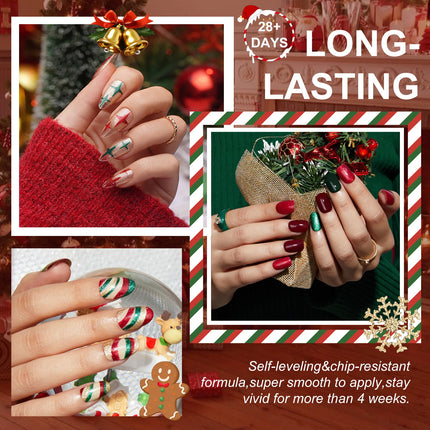 Christmas Gel Nail Polish Set, 6 Colors Sparkle Glitter Gold Silver Gel Polish New Year's Day Gifts for Ladies