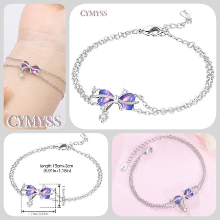 Original 925 Sterling Silver Butterfly Bracelet Zirconia Tennis Ball Women Fashion Simple Engagement Wedding Charm Jewelry Gift