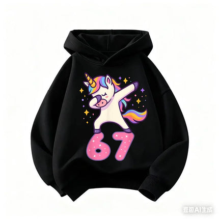 Autumn SIX SEVEN 67 Digit Print Children's Hoodies Boy Girl Casual Fashion Sport Pullover Kid Comfortable Fleece Sweatshirt