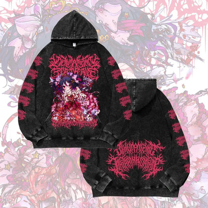 Japanese Harajuku Style Anime Print Subculture Patchwork Color Hoodie Women Gothic Street Punk Y2K Oversized Casual Sweatshirt