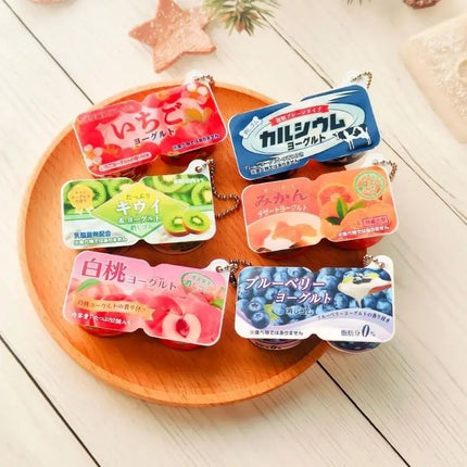 Sturdy Plastic Yogurt Themed Stress Reliever Keychain Charm Pendant for Adults and Kids Daily Hanging Solution