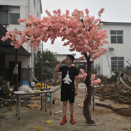 Simulation cherry tree double layer blooming cherry large plant cafe hotel shopping mall floor decoration props fake tree