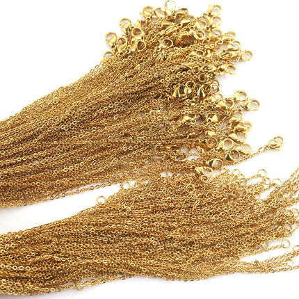 LUXUKISSKIDS Stainless Steel Chains Necklace Woman 10pcs/lot Bulk Wholesale DIY Rolo 2mm Chain No Fade Choker For Jewelry Making