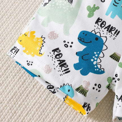 0-18 Months old Baby boy Summer Set Dinosaur Print Short sleeved and Shorts Set for Newborn Baby Boy Casual Style Clothing