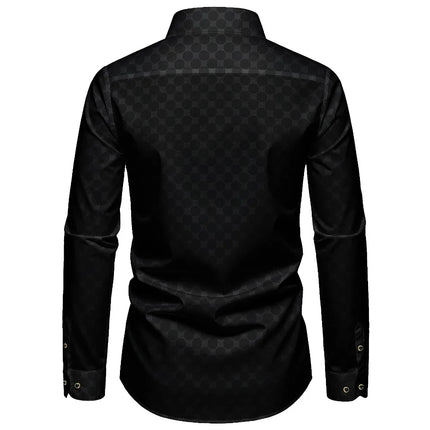 FGKKS Men Black Shirt Brand New Luxury Elegant Fashion Long Sleeve Smart Casual Western Elastic Male Business Dress Shirts