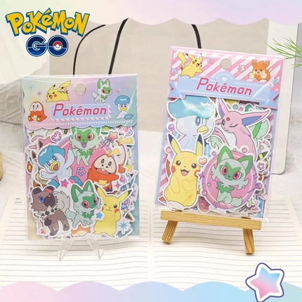 50Pcs Genuine Pokemon Dazzling Stickers Cute Cartoon Pikachu Squirtle Toys Decals For Water Mug Phone Scrapbook Decal Girls Gift