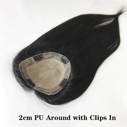 12x13cm Silk Skin Base Toupee With 2 CM PU Around European Virgin Human Hair Topper with 4 Clips for Women