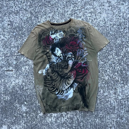 Affliction Wu Song Fights the Tiger T-shirt Men China Style Retro Gothic Short Sleeves Y2K Street Tops