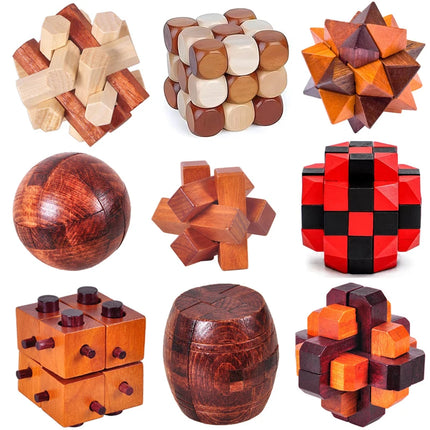 Classic IQ Puzzle Wooden Brain Teasers for Adults Kids Educational Toys Mind Challenge Unlock Interlock Game Rompecabezas Madera