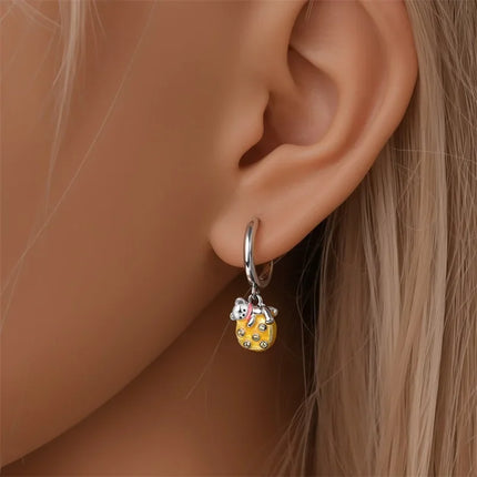 Original Earrings 925 Silver Fruit Series Cherry Strawberry Hoop Earrings Ear Studs Zircon Making Jewelry for Women Girl Party