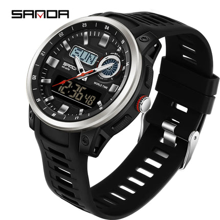 SANDA Fashion Brand Sport Electronics Watches for Men Outdoors Analog Digital Man Watch Luminous Waterproof Backlight Wristwatch
