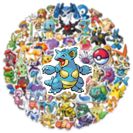 50PCS Cute Pokemon Pikachu Pixel Stickers Cartoon Anime Sealing Decoration DIY Laptop Decals Graffiti Stiker Reward Gift Toy