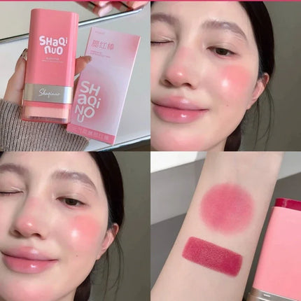 1pcs Multi Use Blush Cream Cushion Stick Natural Nude Makeup Lip Cheek Tint Portable Long Lasting Hydrating Cosmetic Makeup
