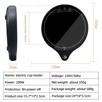 110V/220V Cup Heater Mug Warmer 100°C Hot Tea Makers Warmer Coaster 5 Gear Temperature Cup Heaters Coffee Milk Tea Heating Pad