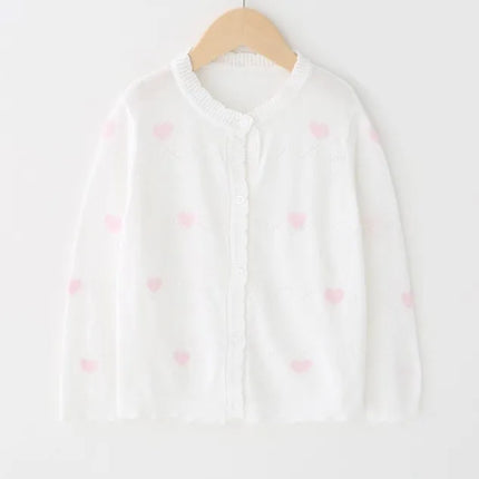 1-11yrs Cotton Girls Cardigan Outerwear Children Blue Coat White Shrug Sweater Kids Clothes For 2 3 4 5 6 10 11 Years Old 185032