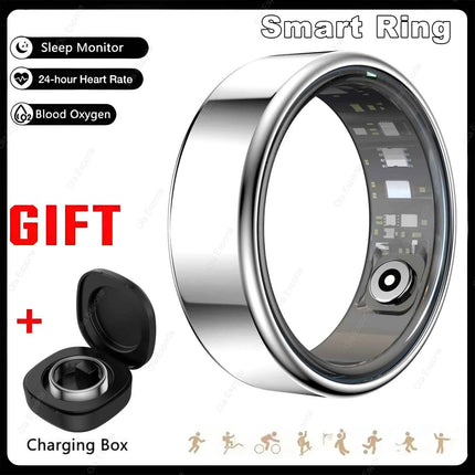 2026 Smart Ring Blood Pressure Heart Rate Sleep Monitoring Smart Ring IP68 & 5ATM Waterproof Multi-sport Mode Smartring Man Wome