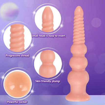 Large Long Spiral Anal Plug Training Expansion Big Knot Butt Plug Anal Dilator Prostate Massager Anal Sex Toys For Women Men Gay