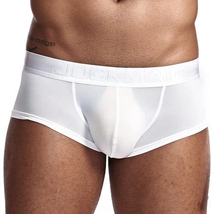 Sexy Ultra-thin Ice Silk Material Men's Underwear Fashion Solid Color Boxer Briefs Summer Cool and Breathable Male Trunks