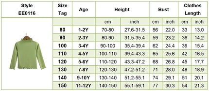 Girls' Long-Sleeve T-Shirt with Ruffle Edges, Soft and Warm Fashion Solid Color Tops, Cute Spring Autumn Casual Shirt for Kids