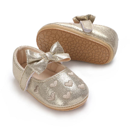 Spring and Autumn Embroidered Peach Heart Step Bow-knot Baby Shoes 0-1 Year Old Hand held Male and Female Baby Soft Bottom