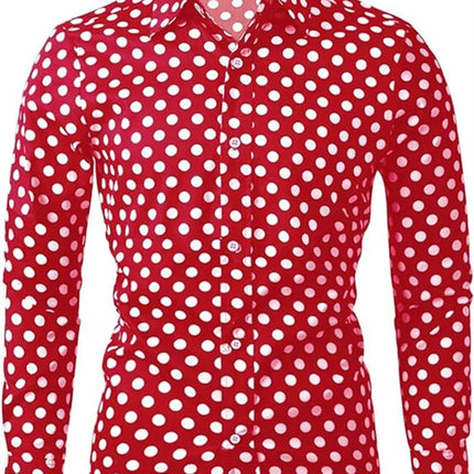 Fashion 3D Printed Men's 10-color Polka Dot Long-sleeved Slim-fit Shirt Button And Long-sleeved Comfort Casual Men's Tops