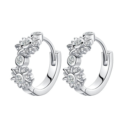 Original Earrings 925 Silver Fruit Series Cherry Strawberry Hoop Earrings Ear Studs Zircon Making Jewelry for Women Girl Party