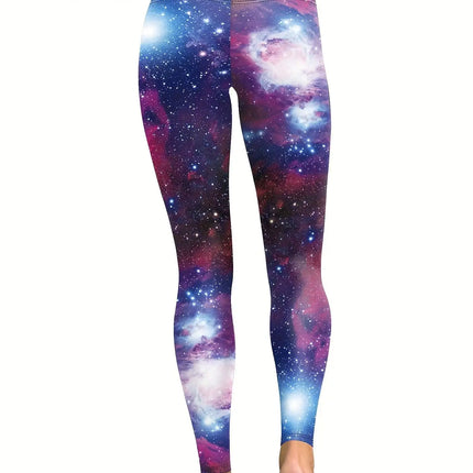 Nadanbao Women's leggings Starry Sky 3D printed slim fit high waisted leggings casual elastic leggings yoga sports pants